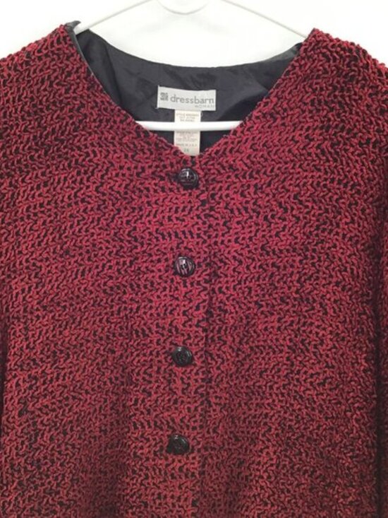 Vintage 1990s Red Chenille Blazer Women's 2X V-Neck Long Sleeve Made in the USA - Picture 2 of 9
